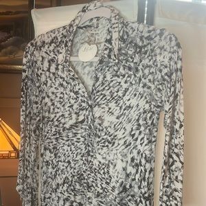 Cabi Black and White Shirt Dress, buttons in the front, with belt